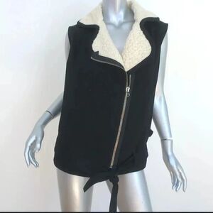 NSF Black Sherpa Vest Black Cotton Size Petite rtr21